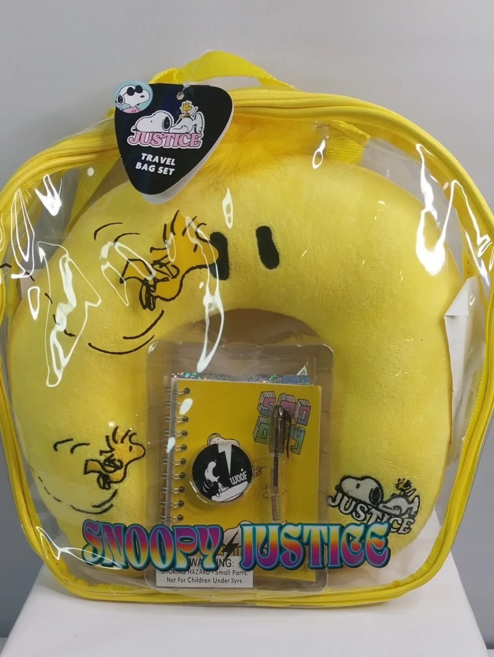 Justice Yellow Snoopy Plush Travel Set with Notebook 6pcs